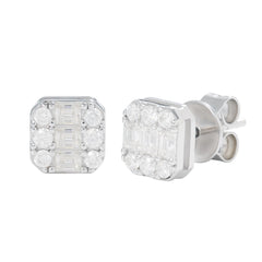 New Trendy Hip Hop Style Iced Out Jewelry 925 Sterling Silver VVS Baguette Moissanite Diamond Geometric Stud Earrings for Men