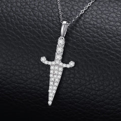 Moissanite 925 Sterling Silver Knife Pendant Iced Out Moissanite Pendant Pass Diamond Tester Silver Necklace  Women Jewelry