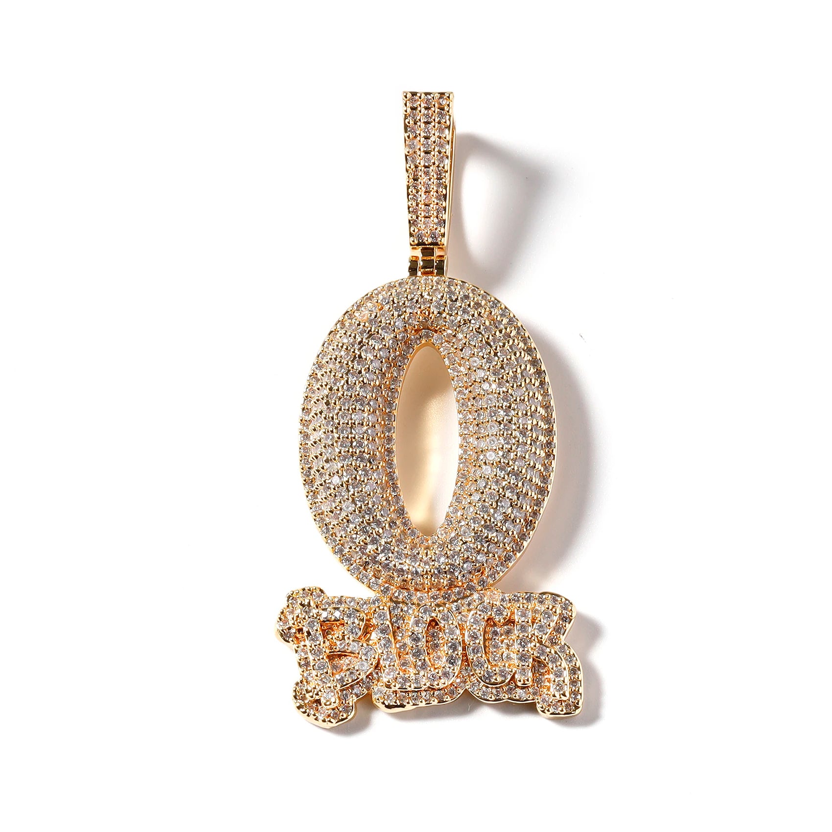 Hip Hop Style Fully Diamond Oval BLOCK Zircon Pendant Necklaces Iced Out Jewelry Letters Pendant for Men Women