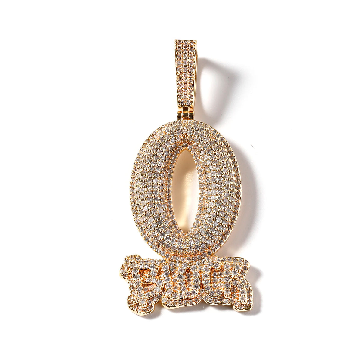 Hip Hop Style Fully Diamond Oval BLOCK Zircon Pendant Necklaces Iced Out Jewelry Letters Pendant for Men Women