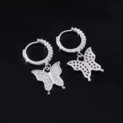 Ice Stone High Quality Butterfly Iced Out Crystal CZ Huggie Earrings