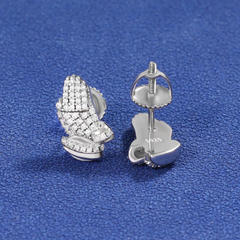 Ice Stone VVS Moissanite Iced Pray Hand Earrings