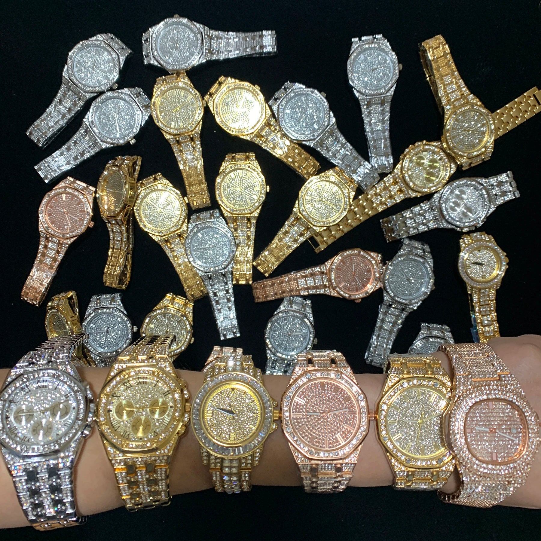 Ice Stone 2025 Iced Out Luxury Diamond Gold Silver Hip Hop Watch