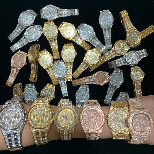 Ice Stone 2025 Iced Out Luxury Diamond Gold Silver Hip Hop Watch