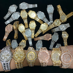 Ice Stone 2025 Iced Out Luxury Diamond Gold Silver Hip Hop Watch