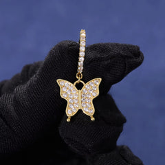 Ice Stone High Quality Butterfly Iced Out Crystal CZ Huggie Earrings