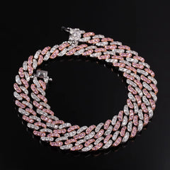 Ice Stone New Arrival 8mm Pink Cuban Link CZ Necklace