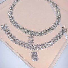 Ice Stone Personalized Name Iced Out Cuban Choker Necklace Bracelet