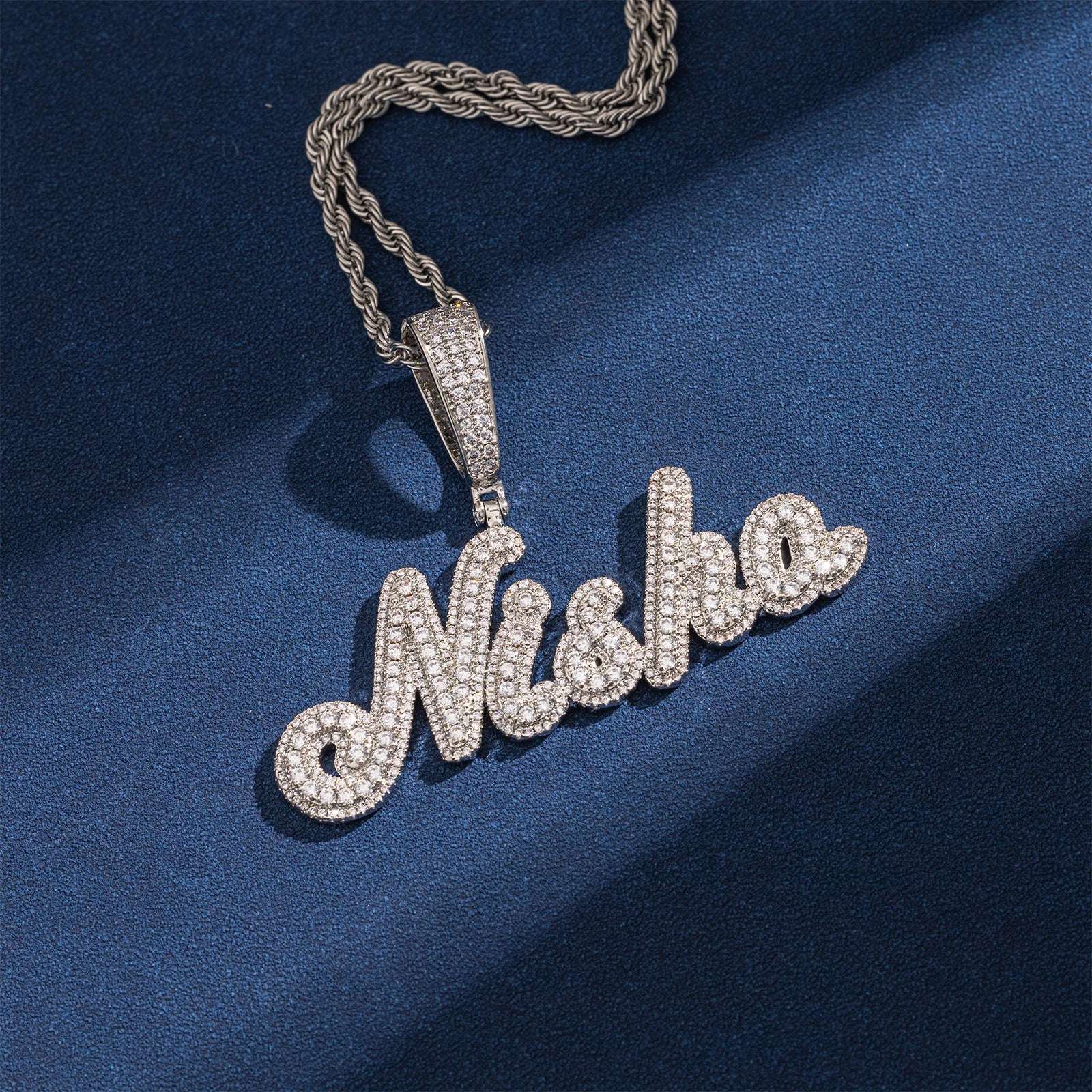 Moissanite Pendant Pass Diamond Tester 925 Sterling Silver Custom Name Necklace Hip Hop Jewelry for Men Women