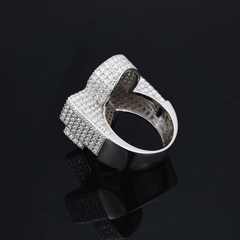 Ice Stone Hip Hop Micro-Paved Moissanite Cross Ring