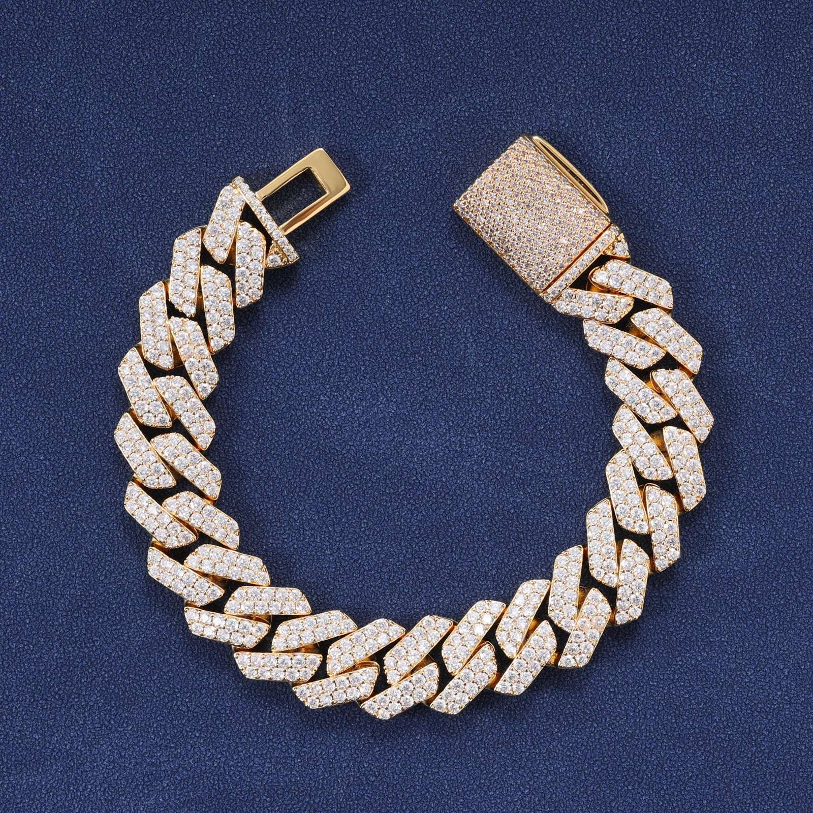 Hip Hop Fashion Brass Link Cuban Chain With 14K 18K Iced Out 5A Zircon 6mm-18mm Moissanite Cuban Bracelet Necklace Jewelry