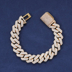 Hip Hop Fashion Brass Link Cuban Chain With 14K 18K Iced Out 5A Zircon 6mm-18mm Moissanite Cuban Bracelet Necklace Jewelry