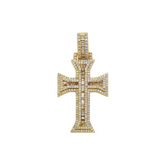 Personalized 14K Gold Plated T Diamond Cross Pendant Hip Hop 5A Zircon Necklace Jewelry Suitable For Women Men
