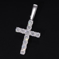 6Fine 925 Sterling Silver Clear Cross Pendant Luxury Sparkling VVS D Moissanite Diamond Pendant  Necklace for Unisex