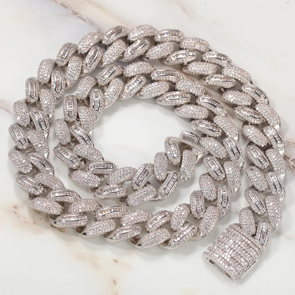 18k Gold Finish Hip Hop Gold Plated CZ Miami Cuban Chain Necklace Thick Miami Bracelet Iced Out Cuban Link Chain Necklace