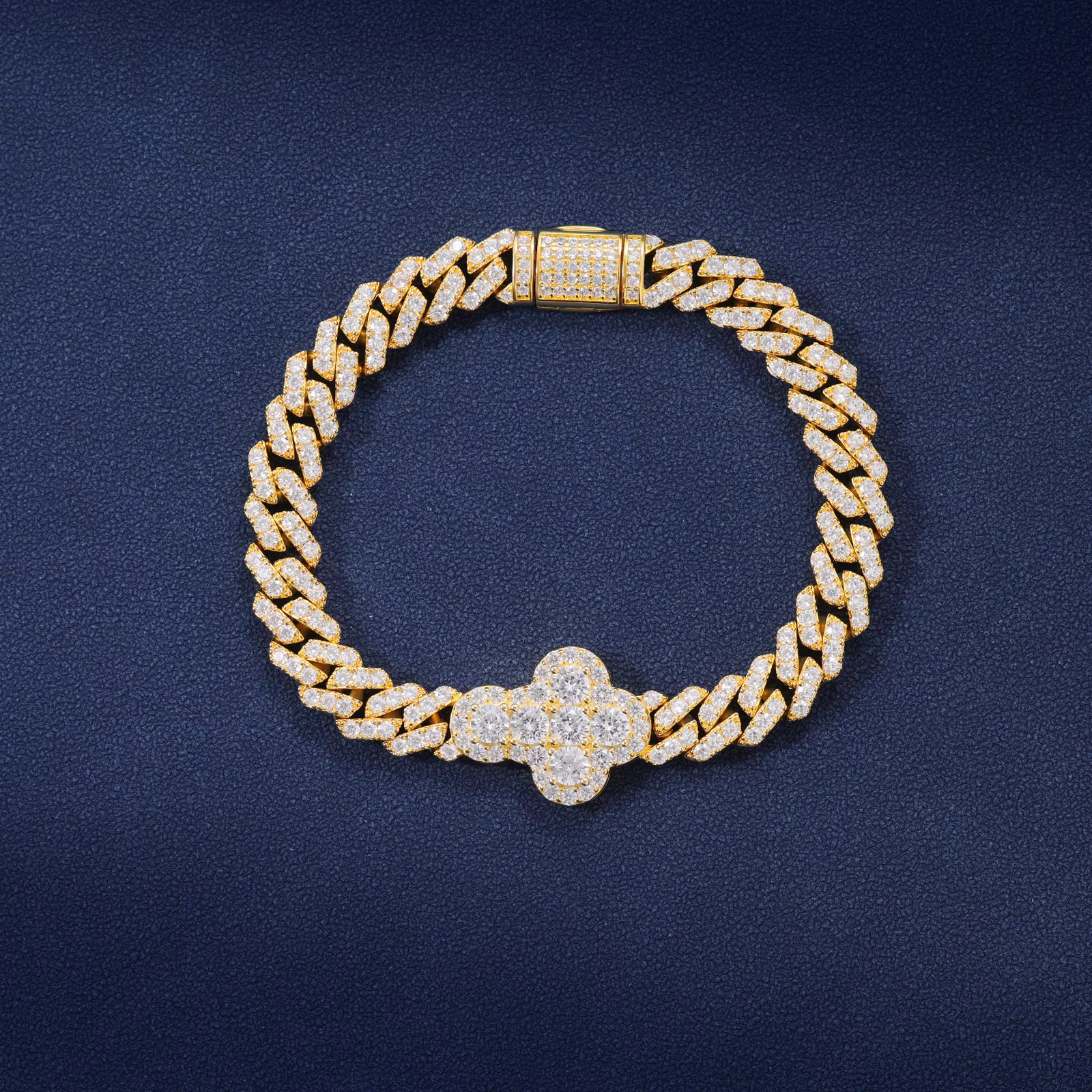 Hot Selling Luxury 8mm Cross Mossanite Bracelet Iced Out VVS Diamond Hip Hop Jewelry 925 Silver Cross Cuban Bracelet for Party