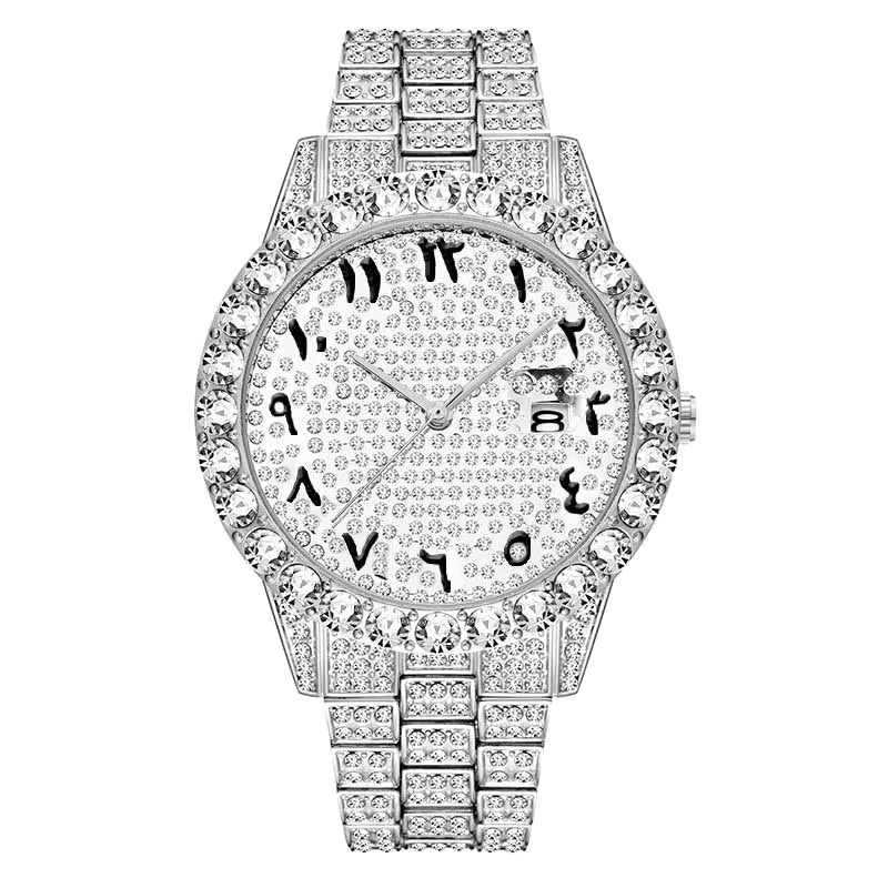 Ice Stone Luxury Bling Full Iced Out Diamond Quartz Watch