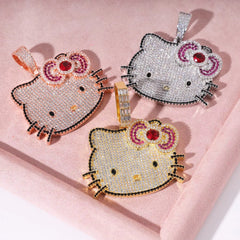 Ice Stone Fashion Women’s Cute Hello Kitty Iced Out Necklace