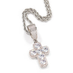 Top Icy Baguette AAA zircon new design small size crystal cross pendant jewelry Solid micro paved Cross Pendant necklace hip hop