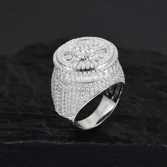 Ice Stone VVS Moissanite Micro Baguette Silver Ring