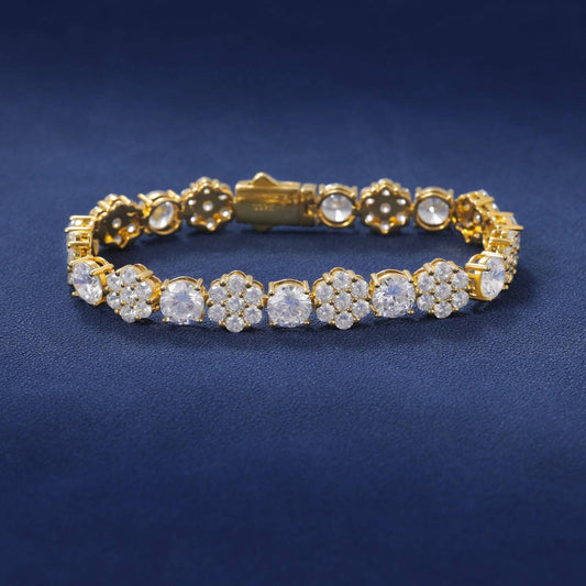 Iced Out Cluster Flower Design Bracelet Fashion VVS D Moissanite Diamond Waterproof Tennis Chain Hip Hop 10mm Jewelry