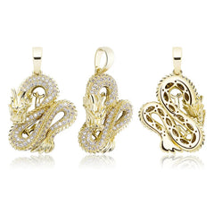 TOP ICY jewelry iced out CZ dragon diamond pendant Cultural Chinese Dragon Pendant Necklace hip hop urban jewelry