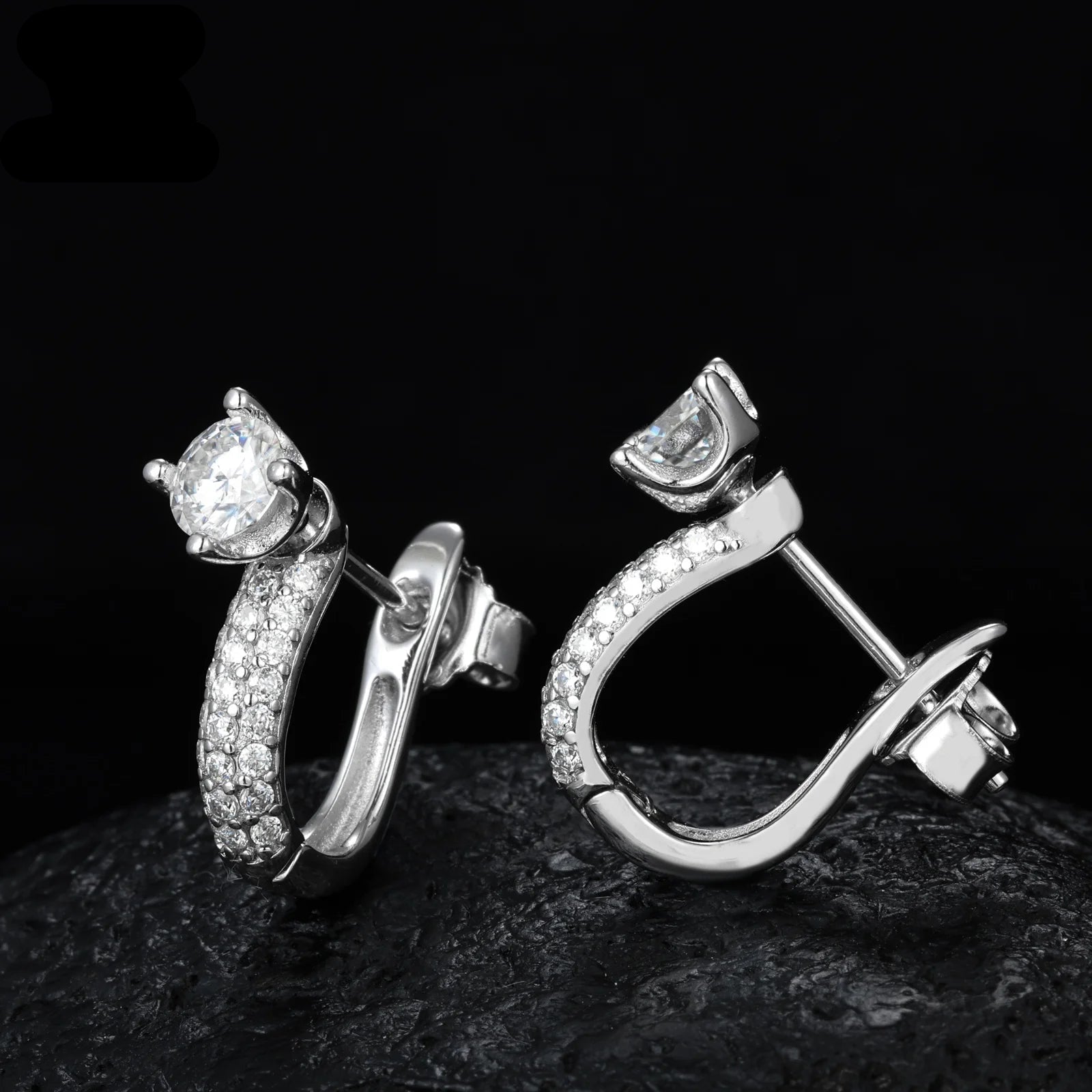 S925 Sterling Silver with Moissanite Diamond Hot Selling Trendy U-Shaped Earring Classic Geometric Design Engagement Party Gift