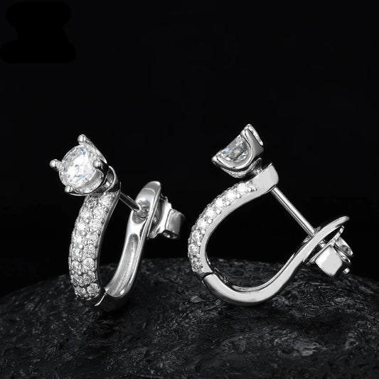 S925 Sterling Silver with Moissanite Diamond Hot Selling Trendy U-Shaped Earring Classic Geometric Design Engagement Party Gift