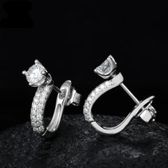 S925 Sterling Silver with Moissanite Diamond Hot Selling Trendy U-Shaped Earring Classic Geometric Design Engagement Party Gift