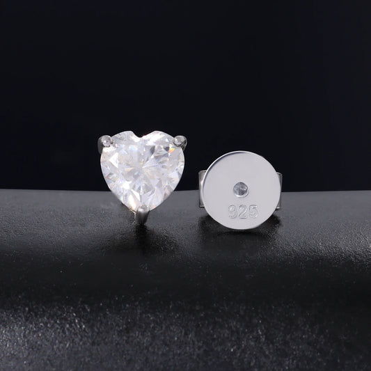 New Trendy 925 Sterling Sliver VVS Moissanite Earrings Fine Iced Out Heart Stud Earrings Women's Popular Geometric Jewelry