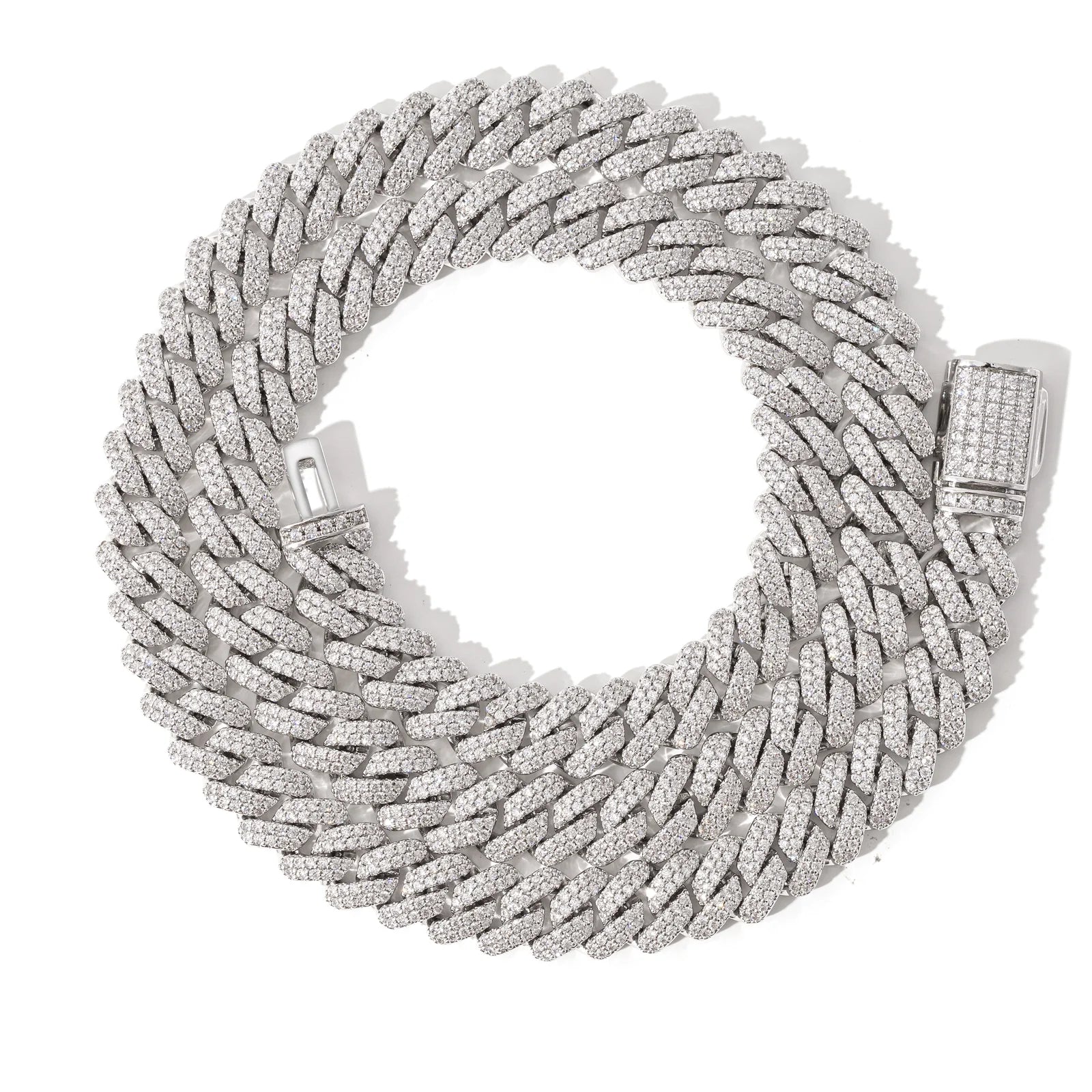 9mm 2-Row Diamond 9mm Iced Prong Cuban Link 18K Gold Plated Brass Versatile 5A Zircon Necklace for Unisex for Weddings Parties