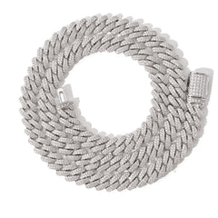 9mm 2-Row Diamond 9mm Iced Prong Cuban Link 18K Gold Plated Brass Versatile 5A Zircon Necklace for Unisex for Weddings Parties