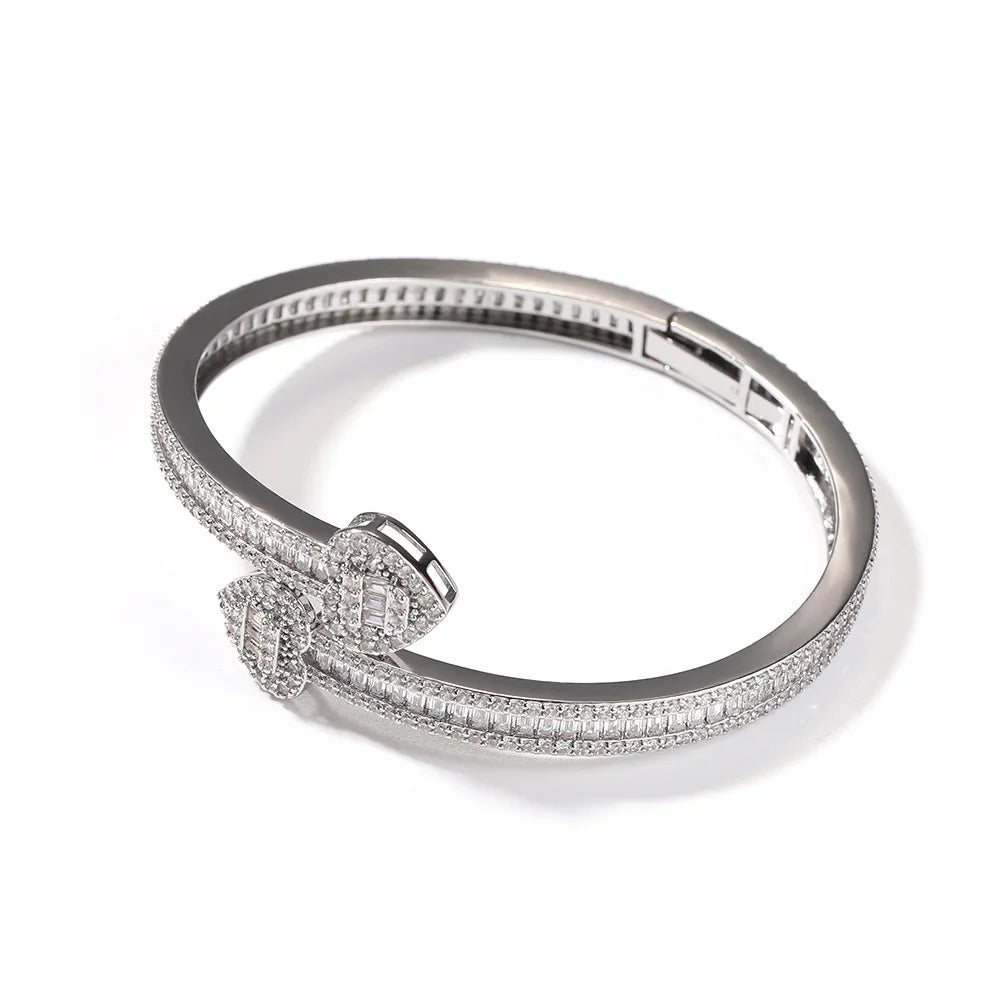 Ice Stone Iced Out Baguette Diamond Heart Bracelet