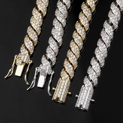 Unique Design New Arrival Full Iced Out Bling Bling Twisted Spiral Cz Zircon Miami Cuban Chain Necklace USA Hot Selling Jewelry