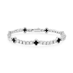 Fashion Design Black Clover Tennis Chain Luxury VVS D Moissanite 925 Sterling Silver Tennis Bracelet 4mm Hip Hop Jewelry