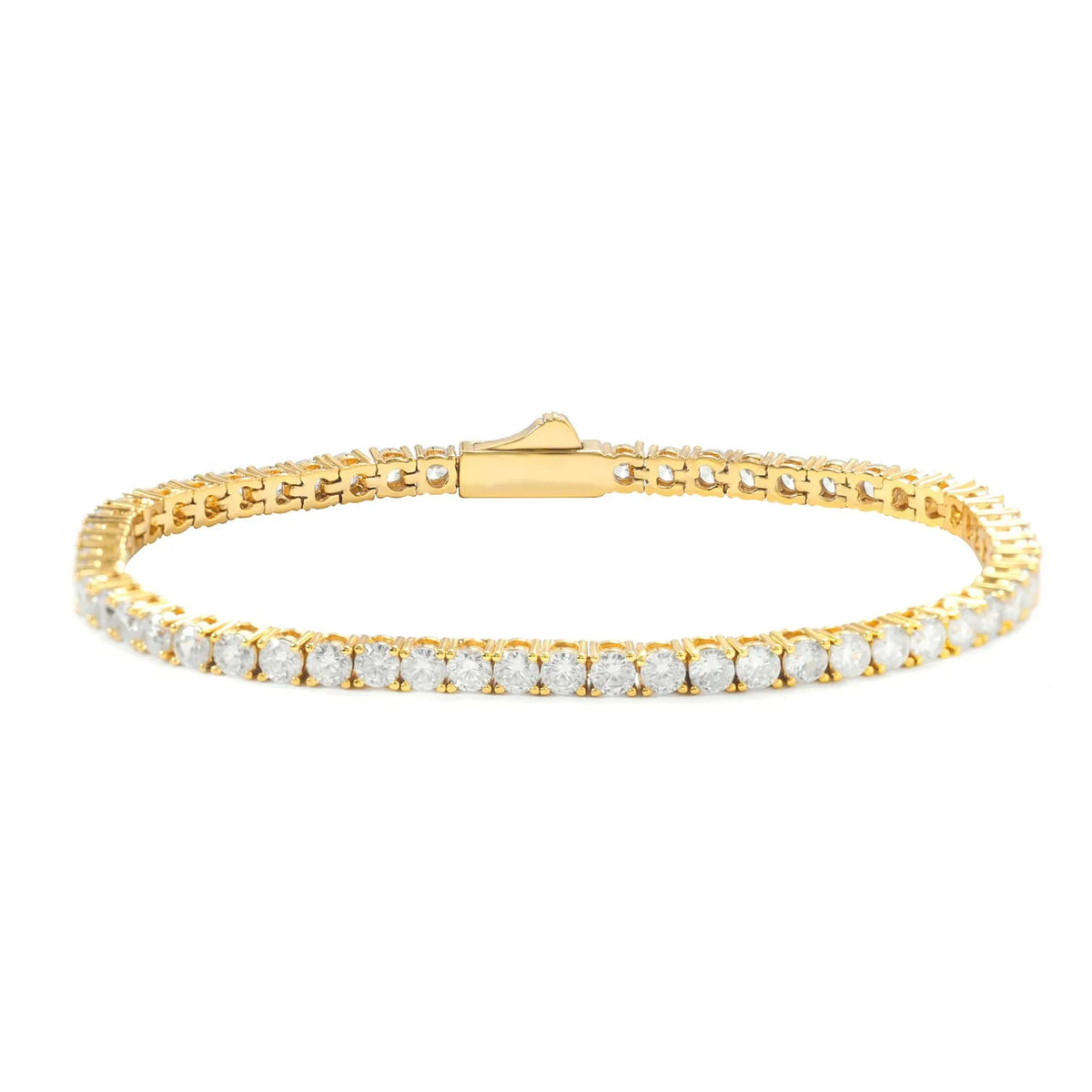 Trend 5A Zircon Tennis Chain Hip Hop Brass 3mm 4mm 5mm Tennis Bracelet Sparkling Gold and White Gold Jewelry