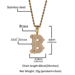 Ice Stone New Iced Out Initials Pendant Necklace