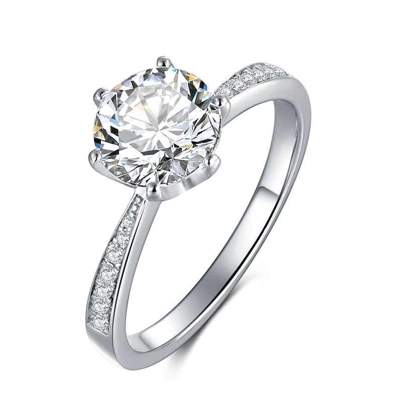 VVS D Color 2.0ct Iced Out Woman Jewelry Round Cut Moissanite Engagement Diamond Rings