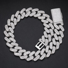 28MM Super Big Cuban Chain Baguette Diamond Cuban Link Chain Diamond Necklace Top Icy Hip Hop Jewelry