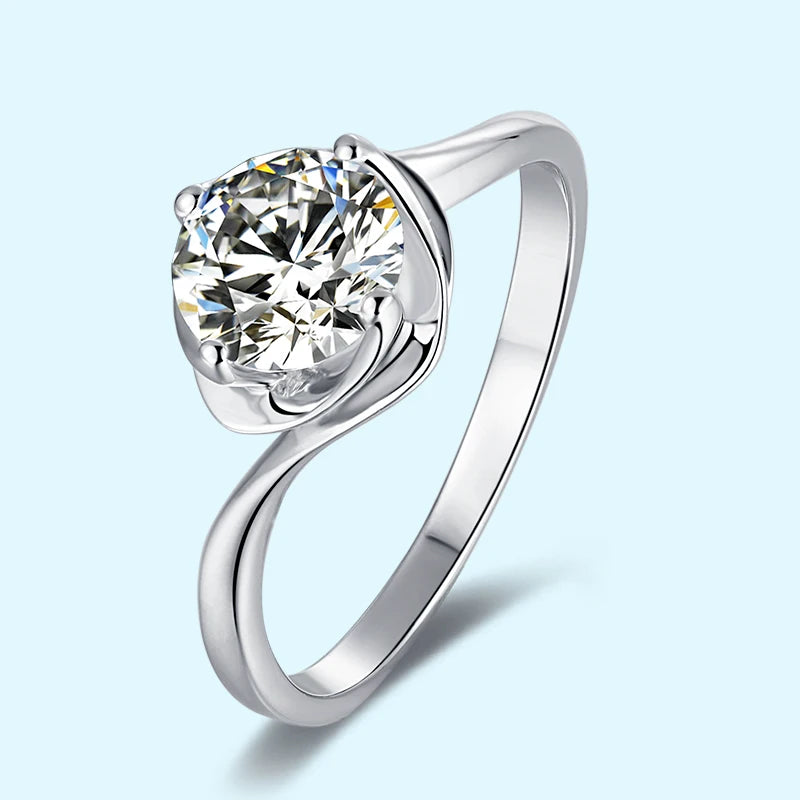 14k White Gold d Color Vvs 1.0 Carat 6.5mm Moissanite Bling Ring Jewelry Set Wedding Gift Mossianite Rings