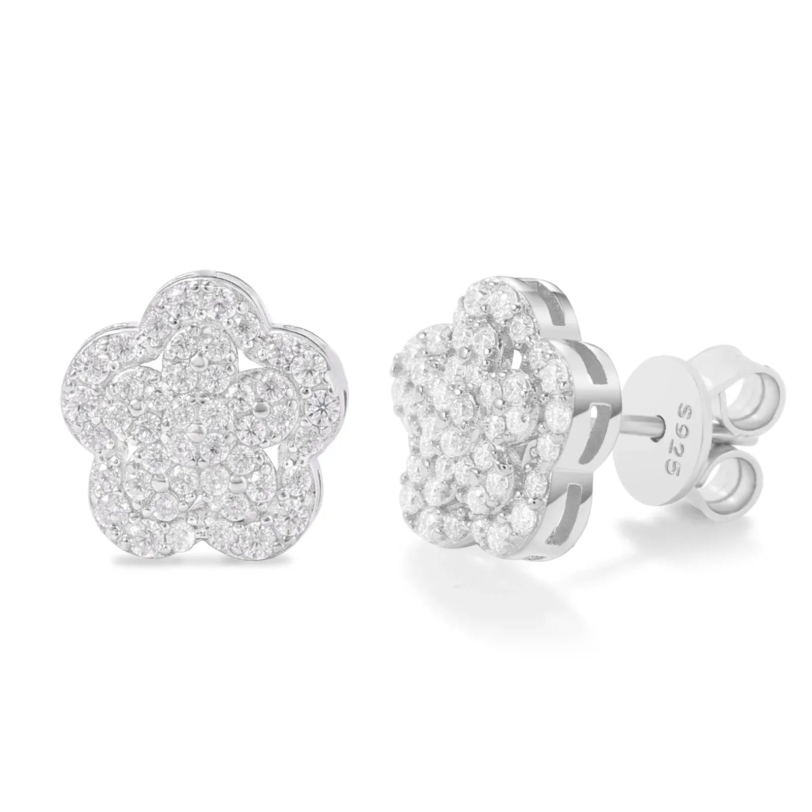 3 Layer VVS Moissanite Lotus Stud Earrings Flower Sparkling Jewelry 925 Sterling Silver Stud Earrings for Gift