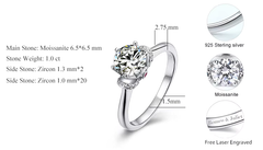 Ice Stone Moissanite Love Band Engagement Silver Ring