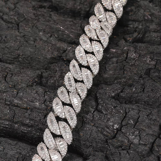 Ice Stone 13mm Gold Silver Cuban Necklace