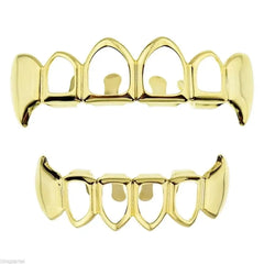 Hip Hop Teeth Grillz Set Silver Gold Tooth Top Bottom Punk False Dental Grills for Women Men Body Jewelry Cosplay Party