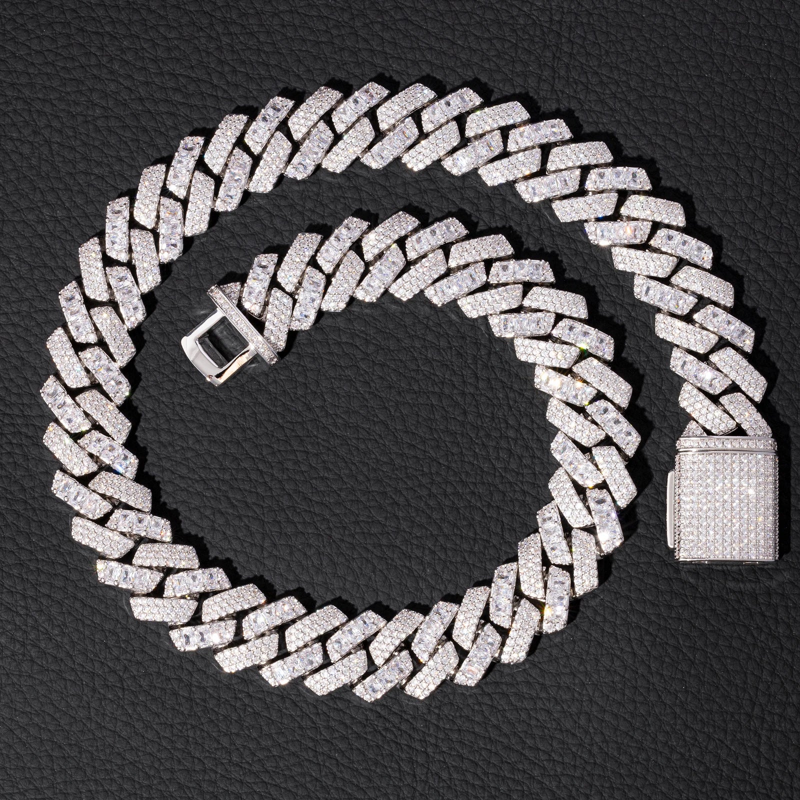 Top Icy 18mm Mix Style  Cuban Link Chain Box Clasp Luxury Man Hip Hop Necklace Bling Square Mix Round Diamond Cuban Necklace