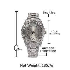 Ice Stone New Hip Hop Shiny Diamond Silver Gold Watch