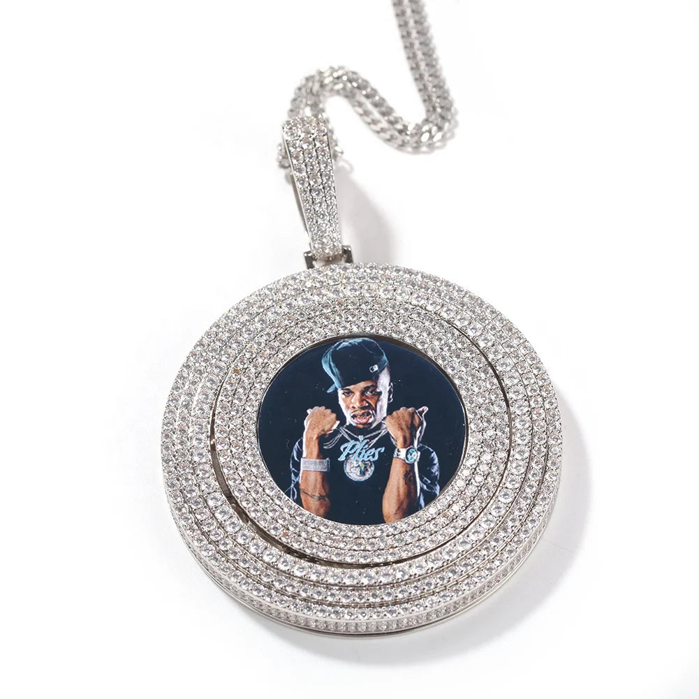 Personalized Custom Memory Photo Pendant Necklace  With Tennis Chain Hip Hop Jewelry Personalized