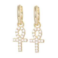 Moissanite Earring Iced Out VVS Diamond Cross Hoop Hip Hop 925 Sterling Silver Cross Earrings for Women Men