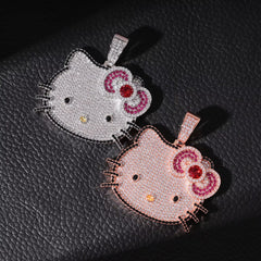 Ice Stone Fashion Women’s Cute Hello Kitty Iced Out Necklace