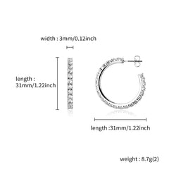 Ice Stone INS Style 3mm Iced Out CZ Tennis Hoop Earrings